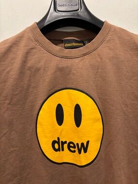 Drew house Brown Tee with Yellow Smiley Logo Size large